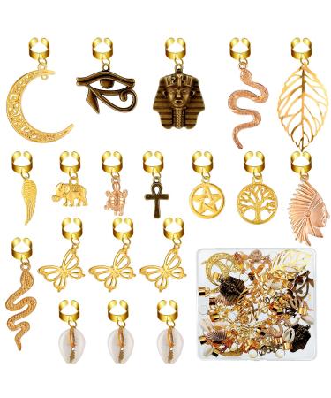 40 Pcs Hair Clips for Braids Locs Hair Jewelry Braids Hair Clips Gold Hair Accessories for Braids Hair Beads African Style Butterfly DIY Hair Jewelry Pendant Hair Charms Decoration for Braiding