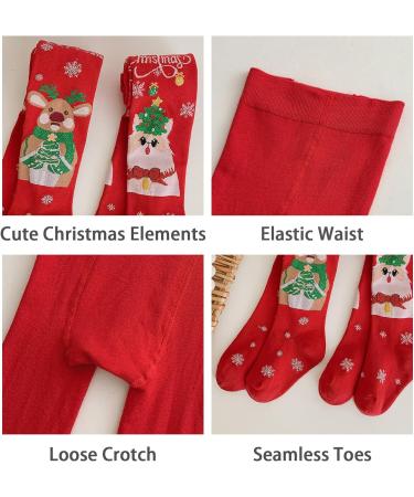 Silkglory Christmas Baby Girl Tights | Christmas Element Print Pattern | Cotton Pantyhose for Newborn Toddler | Red | 7-9 Years - Buy Online on GoSupps.com