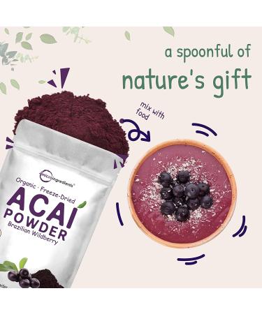 Organic Freeze-Dried Acai Powder 8oz - 100% Pure Brazilian Berry Pulp | Raw & Bulk Superfood for Acai Bowls, Yogurt, Smoothies & More - Buy Online on GoSupps.com