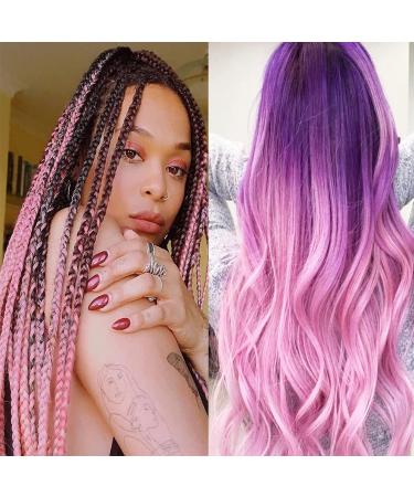 LDMY Ombre Black to Pink Braiding Hair - 6pcs 24 Inch Synthetic Extensions for Women - 100g per Pack - Buy Online on GoSupps.com