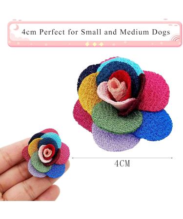 JpGdn 24 Pcs Dog Hair Bows Flowers with Rubber Bands Handmade Topknot Hair for Small Medium Puppy Doggies Kitten Cats Grooming Accessories - Buy Online on GoSupps.com