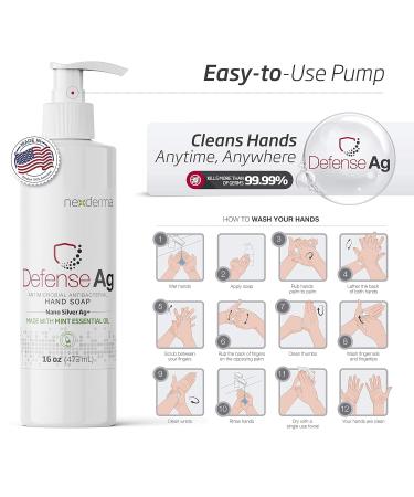 Buy Defense Ag Hand Soap - Silver Oat Extracts Vitamin E Coconut Oil & Mint | Paraben-Free Moisturizing Hand Soap 16oz | International Shipping - Buy Online on GoSupps.com