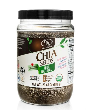 Organic Chia Seeds Whole Foods - Raw Black Seed for Weight Loss | Natural Source of Omega 3 & Antioxidants Ground Superfood | Non GMO Gluten Free, Vegan and Keto Friendly (20.45 Ounces) 20.45 Ounce (Pack of 1)