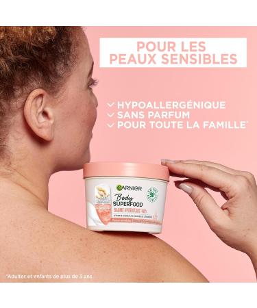 GARNIER Body Superfood - Hydrating Balm - 48-Hour Hydration Body Cream - Probiotics & Oat Milk - 98% Natural Origin - Vegan & Cruelty Free - Sensitive Skin - 380 ml - Buy Online on GoSupps.com