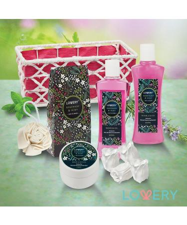 Rosemary Mint Home Spa Gift Basket for Her - Ideal for Wedding, Birthday, Appreciation, Anniversary, and Graduation - Bath and Body Gift Set with Shower Gel, Bubble Bath, Salts, Lotion, and More - Buy Online on GoSupps.com