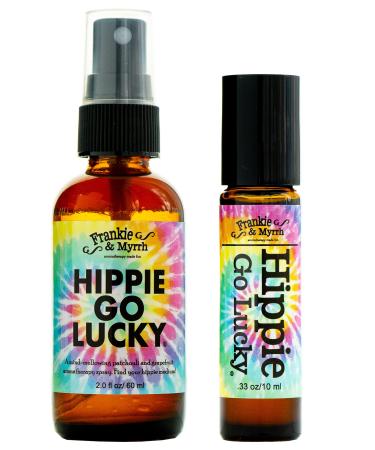 Frankie & Myrrh Hippie Go Lucky 2 Pack | Patchouli Roll-on & Spray | Natural Aromatherapy Combo for Relaxation & Positivity