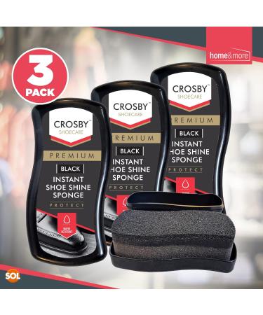 SOL 3pk Crosby Instant Black Shoe Shine Sponge | For Vinyl & Leather Shoes | Express Shine for Black Footwear - Buy Online on GoSupps.com