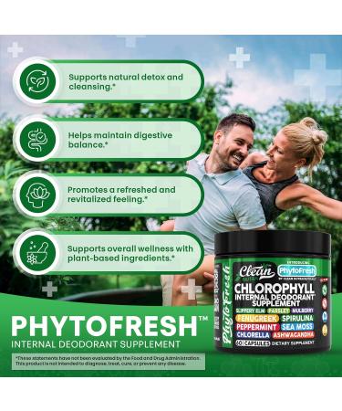 Clean Nutra Chlorophyll Capsules Supplement Internal Deodorant Peppermint Sea Moss Parsley Chlorella Spirulina Slippery Elm Ashwagandha PhytoFresh Greens Detox Pills 1 - Buy Online on GoSupps.com