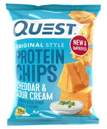 Quest Nutrition Cheddar & Sour Cream Protein Chips, Low Carb, Gluten Free, Potato Free, Baked, Pack of 8 Cheddar & Sour Cream 1.7 Ounce (Pack of 8)
