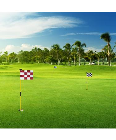 Checkered Golf Flags 8x6 Mini Putting Green Flags - 3 Pack Red/White Pin Flags | 420D Nylon Yard, Indoor, Outdoor Backyard Garden Flags - Buy Online on GoSupps.com