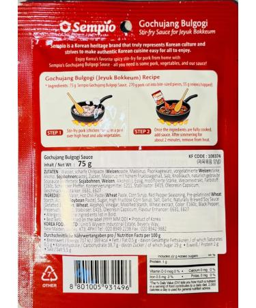 Sempio Gochujang Bulgogi Sauce 75g Pack of 3 with World Food Shop Scoop - Korean Marinade for Grilling Stir-Frying and Dipping - Spicy Sweet and Savoury Flavours - Buy Online on GoSupps.com