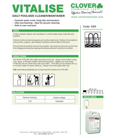 Clover Chemicals 520 Vitalise Daily Poolside Cleaner/Maintainer 5 L - Buy Online on GoSupps.com
