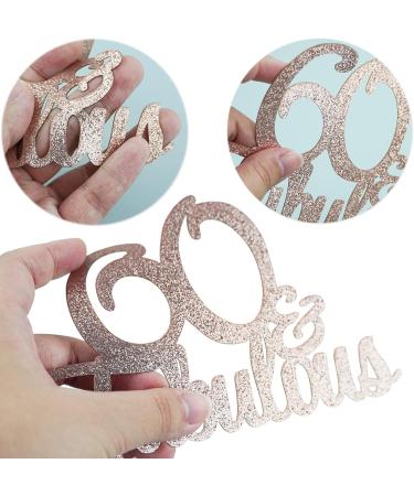 1 PCS 60 & Fabulous Cake Topper Rose Gold Glitter Cheers to Happy 60th Birthday Cake Toppers Sixty and Fabulous Cake Pick Decorations for 60th Wedding Anniversary Birthday Party Supplies - Buy Online on GoSupps.com