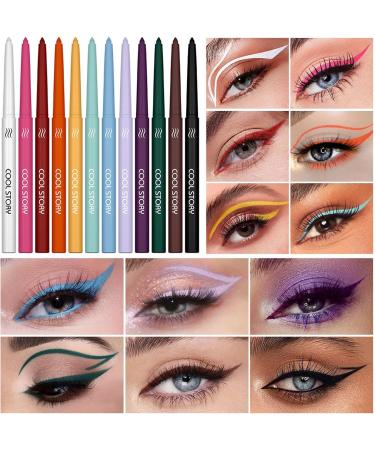 Eye Liner Set | Waterproof Matte Liquid Liner Pen Set | Matte Eyeshadow Highlight Pen Rainbow Eye Liner Soft Crayon Eye Shadow Set for Halloween Festival Makeup - Buy Online on GoSupps.com