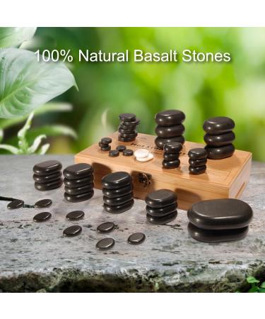 Master Massage Hot Stone Basalt Set 50 Natural Stones in Decorative Bamboo Box | Spa & Relaxation Essentials - Buy Online on GoSupps.com