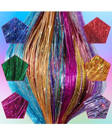 UPTOUP 46 Hair Tinsel Kit - 2000 Strands in 12 Colors - Glitter Extensions for Sparkling Shiny Hair - Silk Fairy Strands for Stunning Look - Buy Online on GoSupps.com