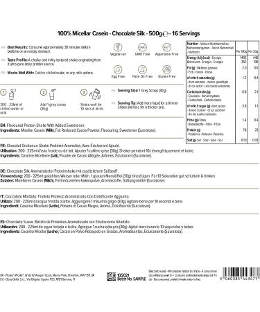100% Micellar Casein Chocolate Silk | The Protein Works 500g | Ideal Shake for Overnight Regeneration - Buy Online on GoSupps.com