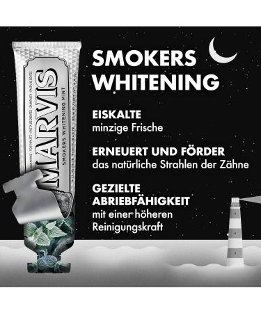 Marvis Smokers Whitening Mint Toothpaste 85ml - Natural Tooth Whitening Plaque Removal & Long-Lasting Freshness - Buy Online on GoSupps.com