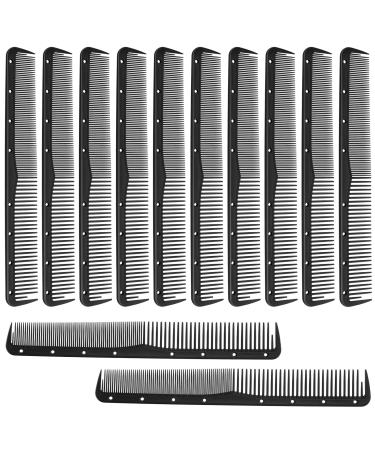 12 Pieces Carbon Fine Cutting Comb Carbon Fiber Salon Hairdressing Comb Hairdressing Comb Heat Resistant Barber Comb (Black)
