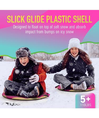 Flybar Foam Saucer Snow Sled for Kids - Lightweight & Durable Sled with Easy Grip Handles - Pink Donut Design for Outdoor Winter Fun - Ages 6+ | Up to 110 lbs - Buy Online on GoSupps.com