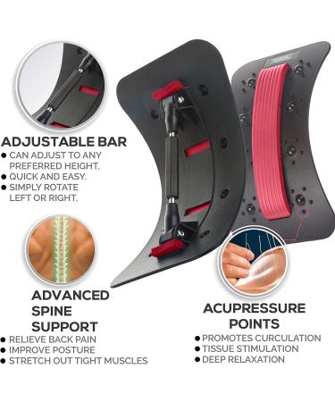 Back Cracking Device Stretcher for Lower Back Pain Relief with Spiky Massage Ball - Red - Buy Online on GoSupps.com