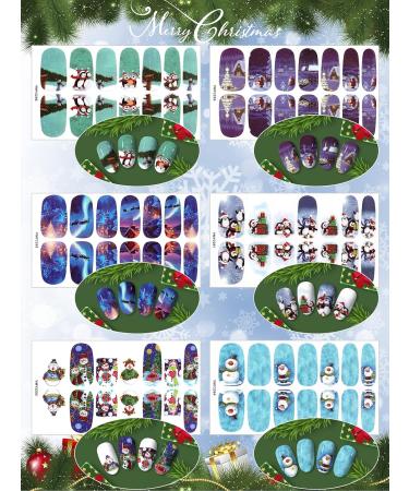 12 Sheets Christmas Nail Wraps | EBANKU Santa Penguin & Snowman Nail Art Stickers | Adhesive Polish Decals with Nail Files - Perfect for Women's Holiday Nail Decoration - Buy Online on GoSupps.com