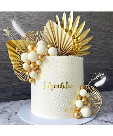 JeVenis Champagne Cake Topper | Elegant Rose Decoration Balls & Gold Leaves | Perfect for Weddings Bridal Showers & Birthday Parties - Buy Online on GoSupps.com