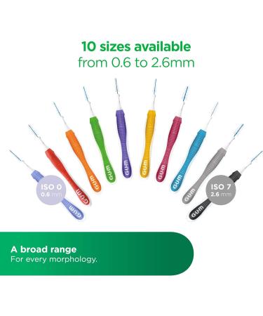 Gum Trav-Ler Interdental Brushes - ISO Size 7 | 6 Packs of 6 | Effective Tooth Cleaning & Plaque Removal | Bendable Neck for Easy Use | International Shipping Available - Buy Online on GoSupps.com