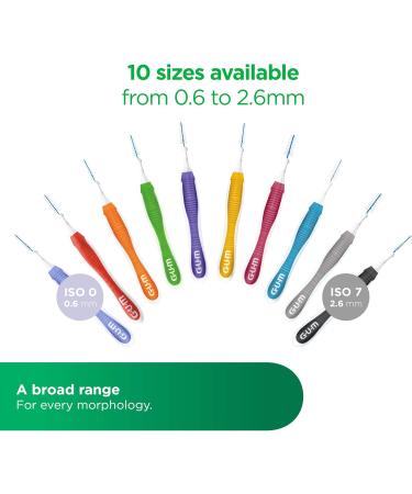 Gum Trav-Ler Professional Interdental Brushes | Antibacterial Bristles | Ergonomic Handle | ISO Size 7 | 18 Units | Free Test Offer - Buy Online on GoSupps.com