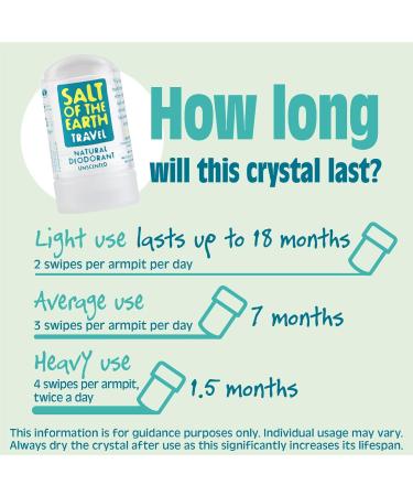 Salt of the Earth - Travel Sized Natural Deodorant Crystal - Fragrance Free Vegan Long Lasting Protection Leaping Bunny Approved - Unscented - 50g Travel Crystal 50 g (Pack of 1) - Buy Online on GoSupps.com