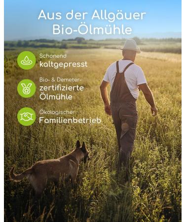 Organic BARF Feed Oil for Dogs & Cats | 100ml Cold Pressed Hemp Linseed Evening Primrose Chia Pumpkin Seed & Olive Oil | Vitamin E Rich | Organic from Germany | De- ko-060 - Buy Online on GoSupps.com
