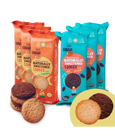 SUPER FUDGiO SUPER FUDGiO Organic Cookies | Naturally Sweetened Agave Organic Vegan Cookies - Palm Oil Free | Healthy Nibble | 6 x 130g
