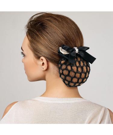Lurrose 3pcs Bowknot Snood Net Barrette Hair Clip Set for Women - Elastic Bun Cover Hairpin Accessories - Buy Online on GoSupps.com