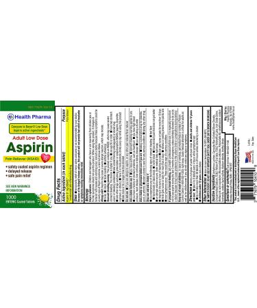 Health Pharma Aspirin 81 mg (1000 Enteric Coated Tablets) - Adult Low Dose Pain Relief | NSAID for Minor Aches | Value Pack by Bayer Generic - Buy Online on GoSupps.com