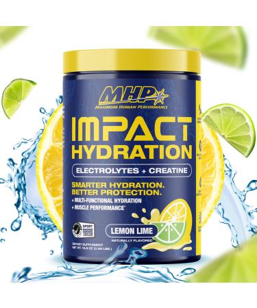 MHP Impact Hydration Electrolyte Creatine Sports Drink Mix No Artificial Sweeteners or Colors Performance Strength Recovery Lemon Lime 30 Servings Lemon Lime 15.6 Ounce (Pack of 1)