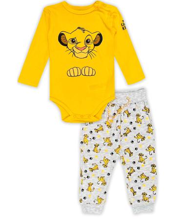 Disney Lion King Simba Cotton Bodysuit with Joggers for Baby 18 Months Yellow