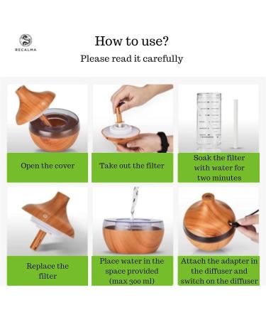 RECALMA 300ML Aroma Diffuser | Ultrasonic Humidifier & Oil Evaporator | 7-Color LED | BPA-Free for Home Office & Spa - Buy Online on GoSupps.com