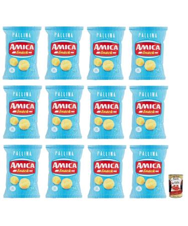Italian Gourmet E.R. Amica Chips Pallina al Formaggio Pack of 12 cheese-flavored corn snacks 50g bag + Italian Gourmet Polpa di Pomodoro 400g box
