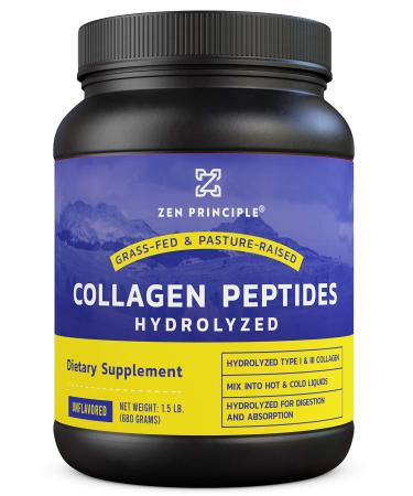Grass-Fed Collagen Peptides 1.5 lb. Custom Anti-Aging Hydrolyzed Protein Powder for Healthy Hair, Skin, Joints & Nails. Paleo and Keto Friendly, GMO and Gluten Free, Pasture-Raised Bovine Hydrolysate. 1.5 Pound (Pack of 1)