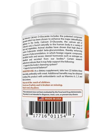 Best Naturals Calcium D-Glucarate 200mg - 120 Tablets | Supports Detoxification and Hormone Balance - Buy Online on GoSupps.com