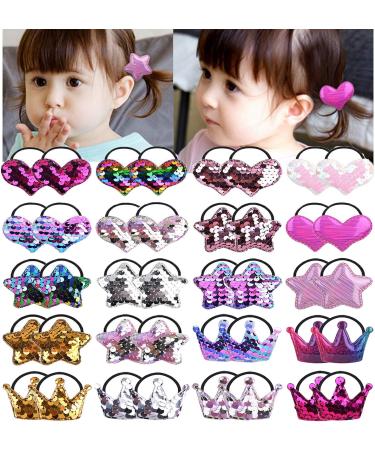 40pcs Sequin Baby Girls Hair Ties - Elastic Headbands for Toddlers & Kids - Buy Online on GoSupps.com