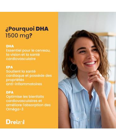Brudy Lab Dreizol Omega 3 DHA 1500 avec EPA et DPA + Mangan se Zinc et Cuivre - Haute Concentration - Renforce les Tissus Oculaires R tine Sant Cardiaque et C r brale - 60 Capsules Jaune - Buy Online on GoSupps.com