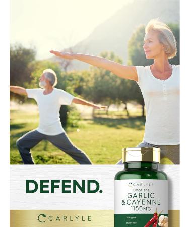 Carlyle Odorless Garlic and Cayenne 1150mg | 200 Softgels | Non-GMO Gluten Free Supplement - Buy Online on GoSupps.com