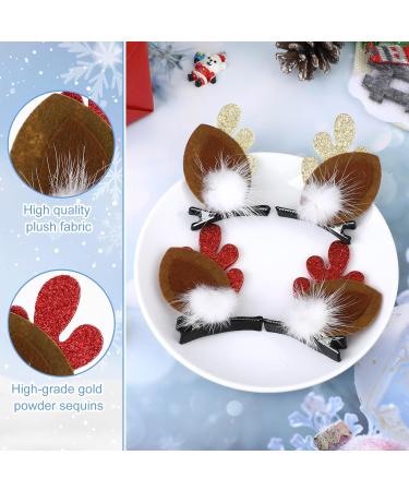 2 Pairs Christmas Hair Clip - Christmas Reindeer Antlers Headdress Cute Reindeer Antlers Ears Hairpins Christmas Party Hair Accessories for Girls Women - Buy Online on GoSupps.com