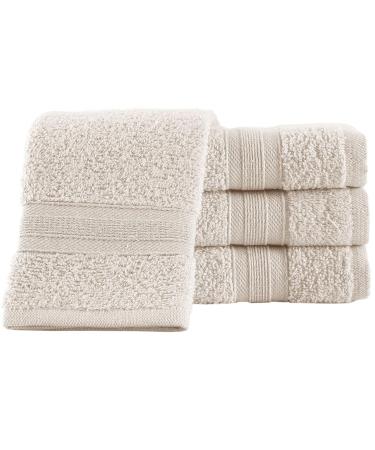 4 Pieces Ivory Lace Cream Washcloths Quick-Dry  Highly Absorbent  Soft Feel Fingertip Towels  Premium Quality Flannel Face Cloths 4 Piece Washcloth Set Ivory Lace