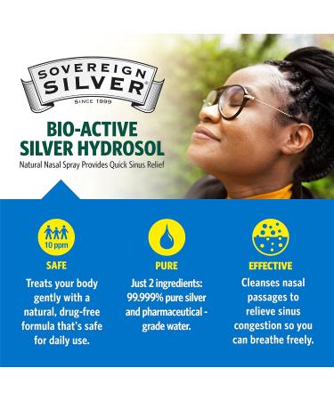Sovereign Silver Bio-Active Colloidal Silver Hydrosol 10ppm - Immune Support Nasal Spray - 2oz Pack of 2 - International Shipping Available - Buy Online on GoSupps.com