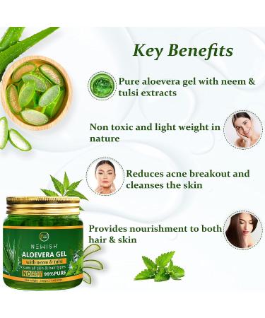 Newish Organic Aloe Vera Gel for Face & Hair - Moisturizer, Acne Treatment, Sunburn Relief - 6.76 Fl Oz - Buy Online on GoSupps.com
