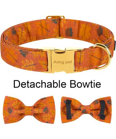 Enchanting Autumn Bow Dog Collar for Small Dogs - Cotton Yellow Collar with Metal Buckle | Perfect Gift for XS Pets - Buy Online on GoSupps.com