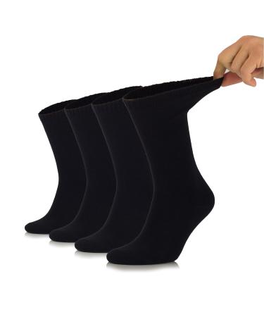 Junix Women s Crew Diabetic Socks Dress Bamboo Seamless 4 Pack for Shoe Size 6-9 & 9-12 9-12 Black