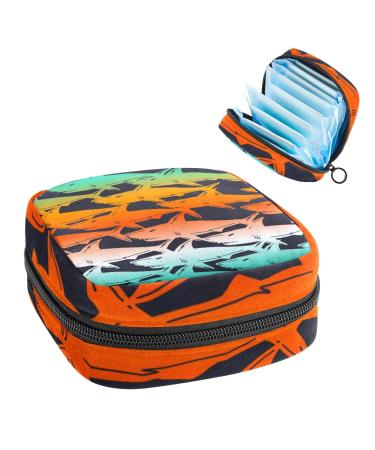 Sanitary Napkin Storage Bag Shark Print Pattern Menstrual Cup Pouch Nursing Pad Holder Tampon Bags Feminine Product Pouches Portable Period Kit Bag Color 4